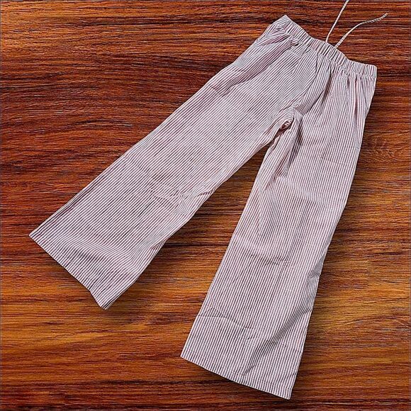 Pink and White Striped Pull On Bootcut Pants - Picture 3 of 4